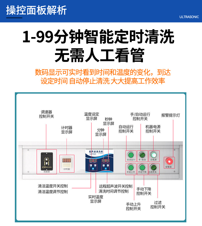 192L 2400W冠博仕GM48192SL單槽超聲波清洗機帶過濾循環升降系統