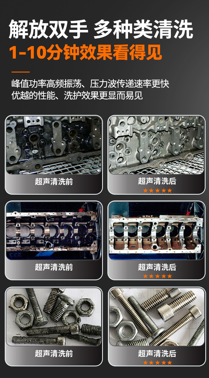 冠博仕GF1860HL三槽超聲波清洗機 | 61L/900W | 工業(yè)級過濾漂洗烘干三槽設備用于汽修模具五金除油除銹